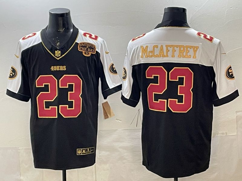 Men 2026 Nike San Francisco 49ers #23 Mccaffrey Black 3th generation Thorwback Limited NFL Jersey 07
